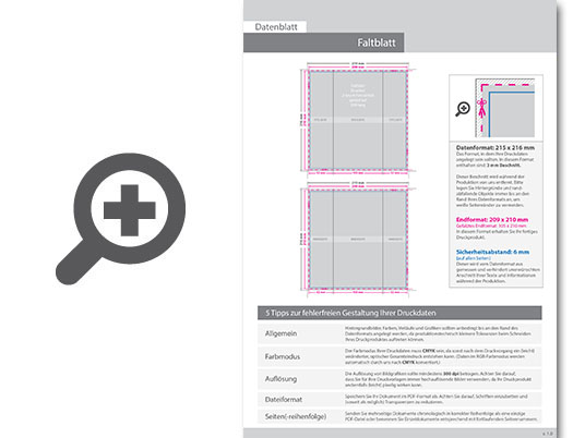Product Bild faltblatt__gefalzt_auf_din_lang__6-seiter_(2-bruch_fensterfalz)__beidseitig_bedruckt_(4_4_farbig_+_2_sonderfarben_hks)