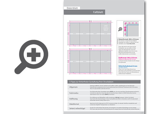 Product Bild faltblatt__gefalzt_auf_din_lang__8-seiter_(zickzackfalz)__beidseitig_bedruckt_(4_4_farbig_+_2_sonderfarben_hks)