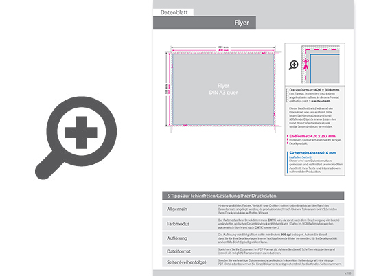 Product Bild multiloft-flyer_din_a3_quer_(42_0_cm_x_29_7_cm)_mit_einseitiger_hei__folienpr__gung_gold__4_0_farbig_(einseitiger_druck)