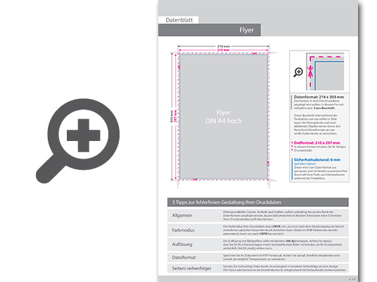 Product Bild multiloft-flyer_din_a4_hoch_(21_0_cm_x_29_7_cm)_einseitig_folienkaschiert_mit_softfeel-folie__4_0_farbig_(einseitiger_druck)