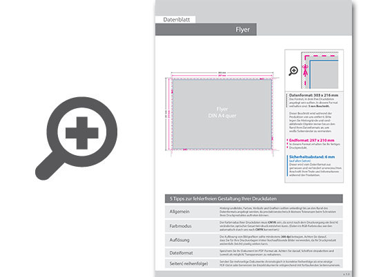 Product Bild multiloft-flyer_din_a4_quer_(29_7_cm_x_21_0_cm)_einseitig_folienkaschiert_mit_softfeel-folie__4_0_farbig_(einseitiger_druck)