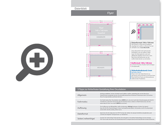 Product Bild multiloft-flyer_quadrat_14_8_cm_x_14_8_cm__4_4_farbig_(beidseitiger_druck)