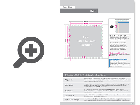 Product Bild multiloft-flyer_quadrat_14_8_cm_x_14_8_cm_mit_einseitiger_hei__folienpr__gung_silber__4_0_farbig_(einseitiger_druck)