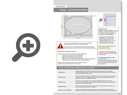 Product Bild leichtschaumplatte_stadur_in_sprechblase-form_konturgefr__st___einseitig_4_0-farbig_bedruckt